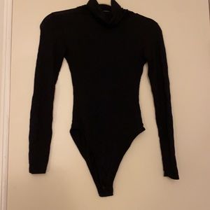 Black turtleneck bodysuit